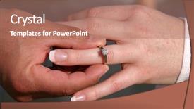  Presentation with diamond - Presentation theme featuring romantic valentine image of a couple and a diamond ring background and a coral colored foreground