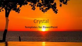  Presentation with romantic beach - PPT theme having romantic villa beach hotel background and a gold colored foreground