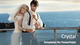  Presentation with romantic - Cool new slide set with romantic wedding couple on sea backdrop and a ocean colored foreground