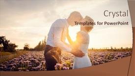  Presentation with bride - Amazing PPT theme having romantic-wedding-in-the-countryside backdrop and a lemonade colored foreground