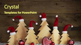  Presentation with romantic christmas - Amazing theme having romantic wooden christmas background with red santa hats and crafted trees backdrop and a tawny brown colored foreground