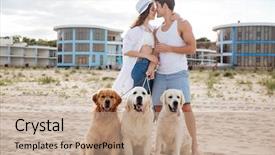 Presentation with romantic birthday couple celebrate - Amazing presentation theme having two cute dogs travel - romantic young beautiful couple standing backdrop and a coral colored foreground