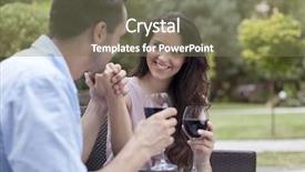  Presentation with romantic - PPT theme with romantic young couple having red wine in park background and a gray colored foreground