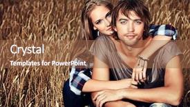  Presentation with romantic - PPT theme featuring romantic young couple in casual background and a tawny brown colored foreground