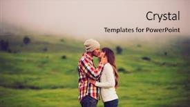  Presentation with romantic love - Cool new presentation theme with romantic young couple in love backdrop and a lemonade colored foreground