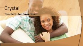  Presentation with romantic birthday couple celebrate - PPT theme with romantic young couple relaxing sitting background and a yellow colored foreground