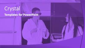  Presentation with duo - Cool new PPT theme with romantic young couple spending time together and relaxing on yacht duo tone backdrop and a light blue colored foreground