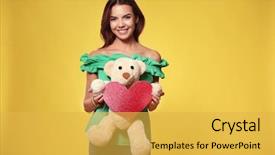  Presentation with romantic - PPT layouts consisting of romantic young woman with paper background and a yellow colored foreground