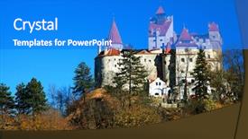  Presentation with europe history - Presentation consisting of history romanticismo - dracula's castle - bran castle background and a cobalt blue colored foreground