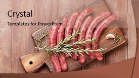  Presentation with sausages - Colorful PPT theme enhanced with wor - raw sausages and ingredients backdrop and a coral colored foreground
