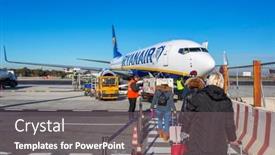  Presentation with ryanair - Presentation theme enhanced with rome-ciampino-italy-january-12 background and a gray colored foreground