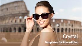  Presentation with black luxury fashion - PPT theme featuring rome classic style - accessories eyewear fashion people background and a  colored foreground