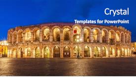  Presentation with nighttime - Slide deck featuring rome coliseum with nighttime background and a royal blue colored foreground