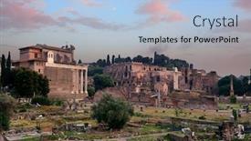  Presentation with forum - PPT theme featuring rome-forum-with-ruins background and a light blue colored foreground