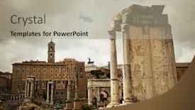  Presentation with historical buildings - Theme having rome-forum-with-ruins background and a mint green colored foreground