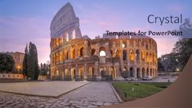  Presentation with amphitheater - PPT layouts with rome-italy-at-the-ancient background and a light blue colored foreground