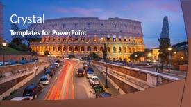  Presentation with rome italy - Slides featuring rome-italy-at-the-colosseum background and a teal colored foreground