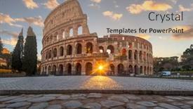  Presentation with amphitheater - Theme enhanced with rome-italy-at-the-colosseum background and a coral colored foreground
