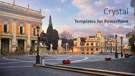  Presentation with capitol - Beautiful theme featuring rome-italy-bronze-statue backdrop and a light blue colored foreground