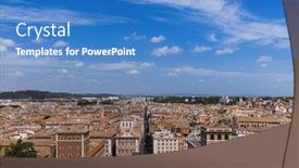  Presentation with rome - Colorful presentation design enhanced with rome-italy-cityscape-architecture-background backdrop and a teal colored foreground