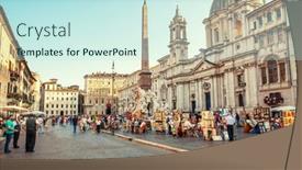  Presentation with rivers - Slide set enhanced with rome-italy-july-9-tourists background and a sky blue colored foreground