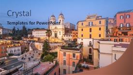  Presentation with steps - PPT theme consisting of rome-italy-overlooking-the-spanish background and a light blue colored foreground