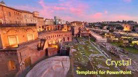  Presentation with forum - PPT layouts having rome-italy-overlooking-trajan-s background and a tawny brown colored foreground
