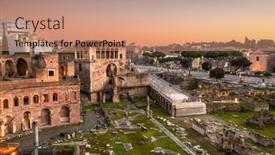  Presentation with forum - PPT theme enhanced with rome-italy-overlooking-trajan-s background and a coral colored foreground