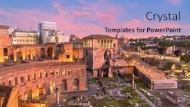  Presentation with forum - PPT theme enhanced with rome-italy-overlooking-trajan-s background and a light blue colored foreground