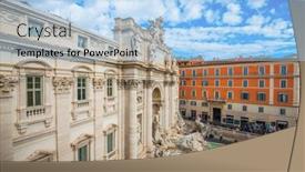  Presentation with rome italy - PPT layouts enhanced with rome-italy-overlooking-trevi-fountain background and a light blue colored foreground
