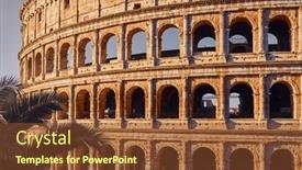  Presentation with gladiator - PPT theme having rome-italy-roman-colosseum-coliseum background and a tawny brown colored foreground