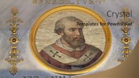  Presentation with pope - Beautiful PPT theme featuring rome-italy-september-05 backdrop and a coral colored foreground