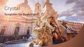  Presentation with rivers - Presentation theme enhanced with rome-italy-the-fountain background and a coral colored foreground