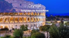  Presentation with rome italy - PPT theme with rome-italy-with-the-colosseum and a cobalt blue colored foreground