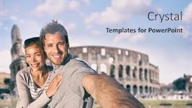  Presentation with rome italy - Slides enhanced with rome-tavel-selfie-couple-taking background and a light blue colored foreground