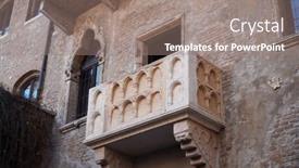  Presentation with romeo - PPT theme with romeo-and-juliet-balcony-verona background and a coral colored foreground