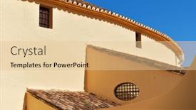  Presentation with spain - PPT theme consisting of ronda-plaza-de-toros-bullring background and a lemonade colored foreground