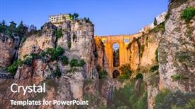  Presentation with free bridge - PPT theme consisting of ronda spain at puente nuevo background and a violet colored foreground
