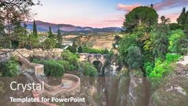  Presentation with spain - PPT theme with ronda spain over the tagus river gorge at dusk background and a gray colored foreground