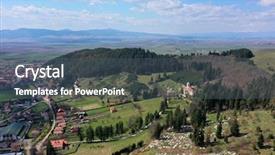  Presentation with agriculture drone - Cool new presentation with roof agriculture - aerial drone view of small backdrop and a ocean colored foreground