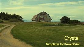  Presentation with agriculture field - Presentation theme consisting of roof agriculture - old barn in a field background and a tawny brown colored foreground