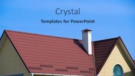  Presentation with red blue yellow - Presentation theme featuring roof-and-chimney background and a light blue colored foreground