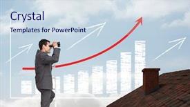  Presentation with roof - Colorful slide set enhanced with roof and incremented bar chart backdrop and a sky blue colored foreground