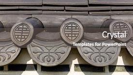  Presentation with korea - PPT theme with roof eave of traditional building background and a gray colored foreground