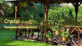  Presentation with well - Beautiful presentation design featuring roof garden - empty well decorated open air backdrop and a tawny brown colored foreground