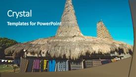  Presentation with traditional culture - Beautiful presentation theme featuring roof house sumba village indonesia backdrop and a ocean colored foreground