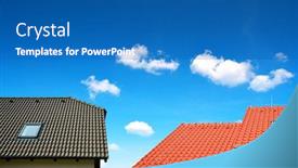  Presentation with house roof and roofing business - Slide deck enhanced with roof house with tiled roof background and a teal colored foreground
