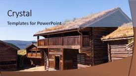  Presentation with old traditional romanian folk costumes - Colorful presentation enhanced with roof houses at maihaugen folk backdrop and a light blue colored foreground