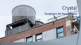  Presentation with storage tank - Amazing presentation theme having roof of a building backdrop and a sky blue colored foreground