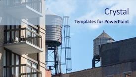  Presentation with water tank - Presentation consisting of roof of a building background and a sky blue colored foreground